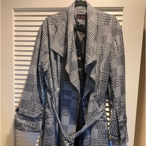 Black and white trench coat.